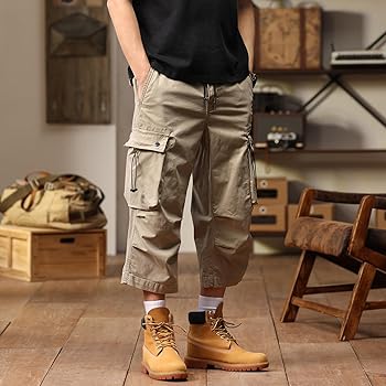 Amazon | 7分 カーゴパンツ 8分 綿 クロップドパンツ 7部丈